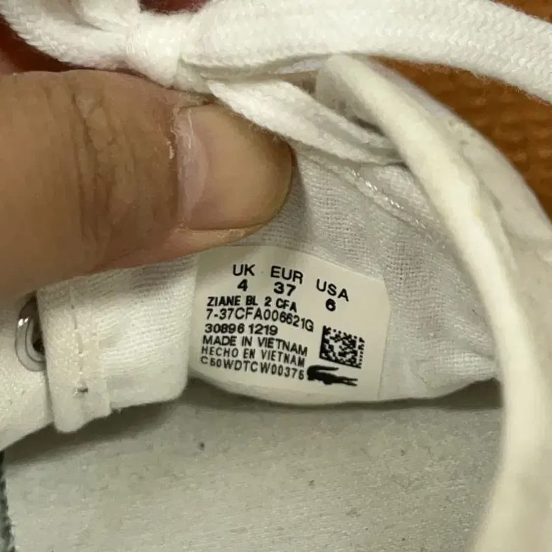 라코스테 화이트 스니커즈 운동화 UK4 G08531 상품이미지6