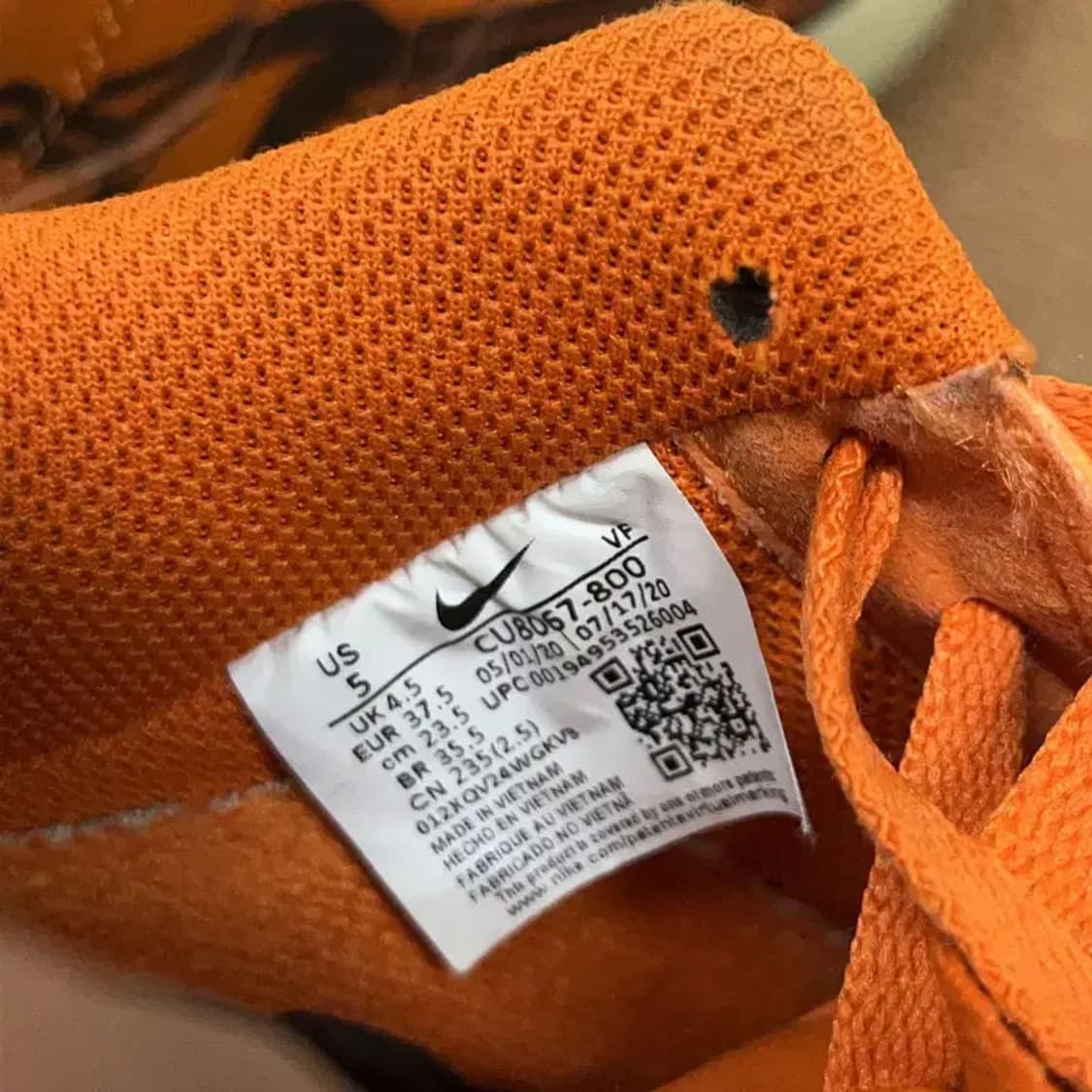 나이키 에어포스 1 로우 오렌지스켈레톤 스니커즈 신발 235 G08659 상품이미지5