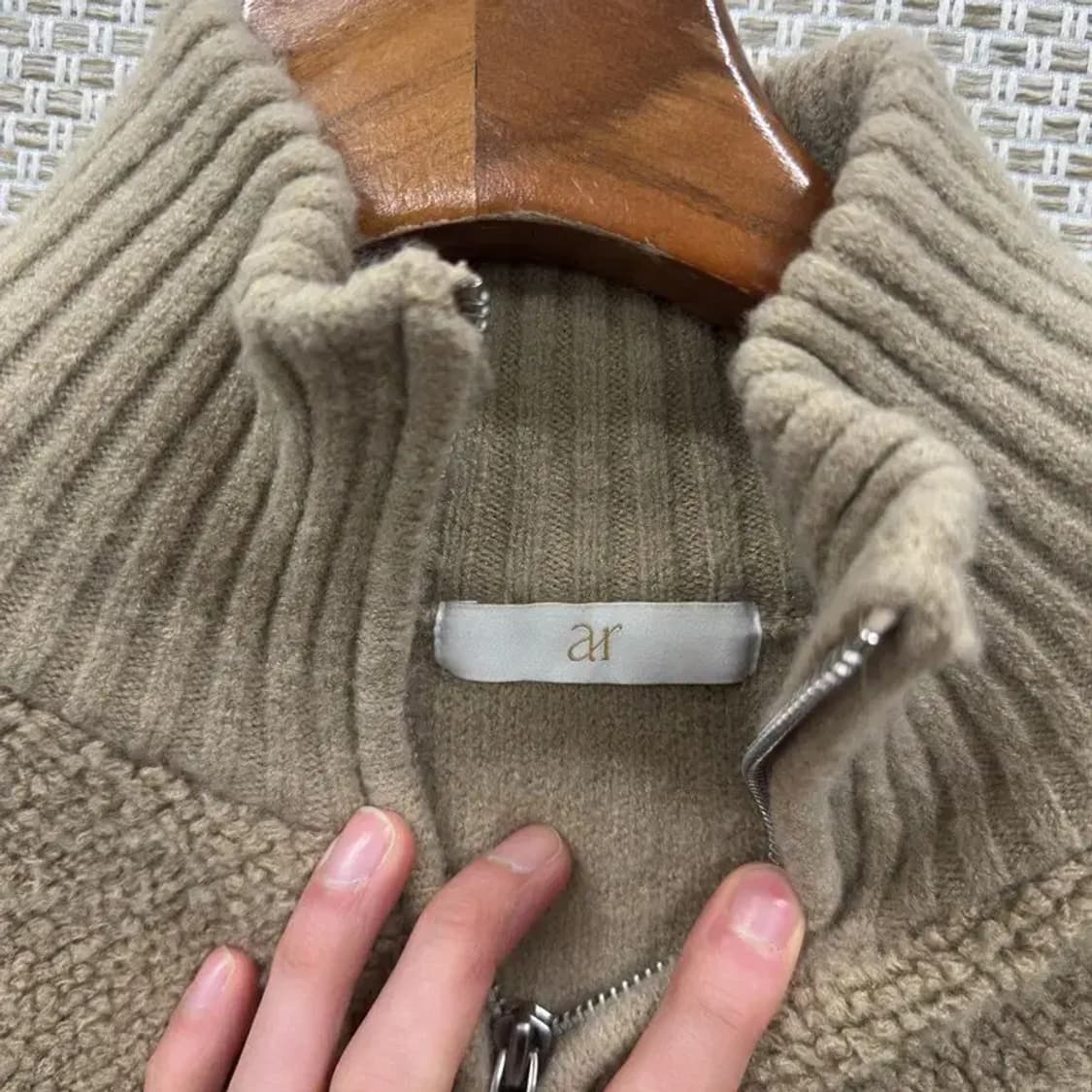 빈티지 베이지 캐주얼 울 니트 집업 Free M08461 상품이미지3