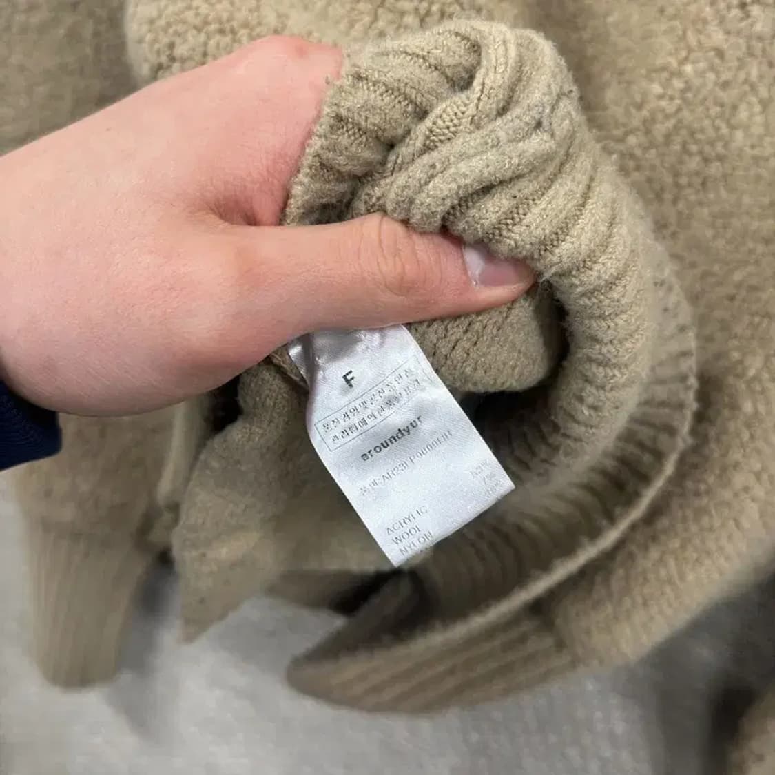 빈티지 베이지 캐주얼 울 니트 집업 Free M08461 상품이미지4