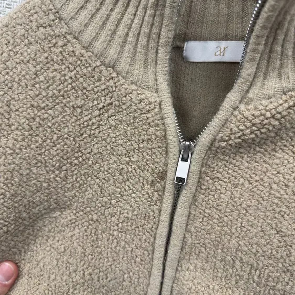 빈티지 베이지 캐주얼 울 니트 집업 Free M08461 상품이미지5