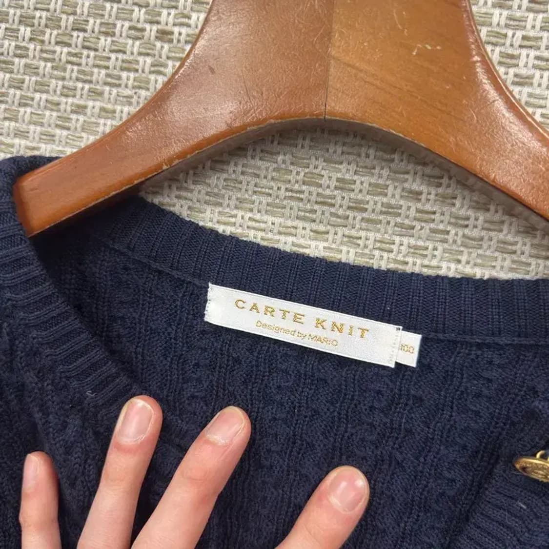 빈티지 울 벳지로고 니트 가디건 100 M08484 상품이미지3