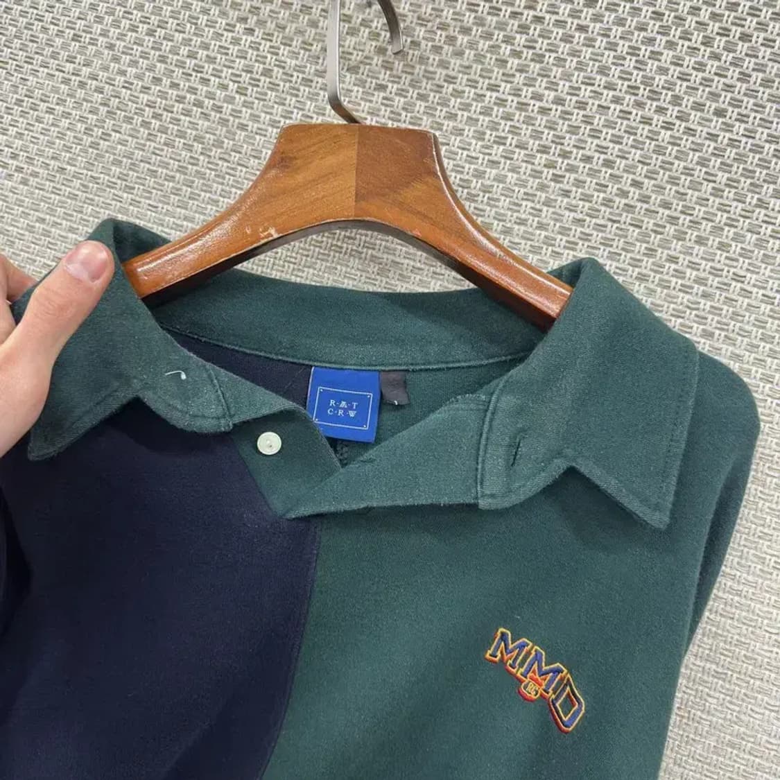 로맨틱크라운 자수 캐주얼 체크 카라 오버핏 맨투맨 L M08781 상품이미지5