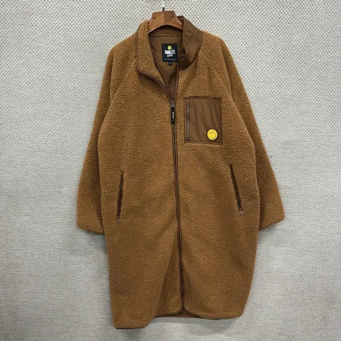 스마일리 월드 브라운 후리스 롱 코트 자켓 105 M08789 상품이미지1