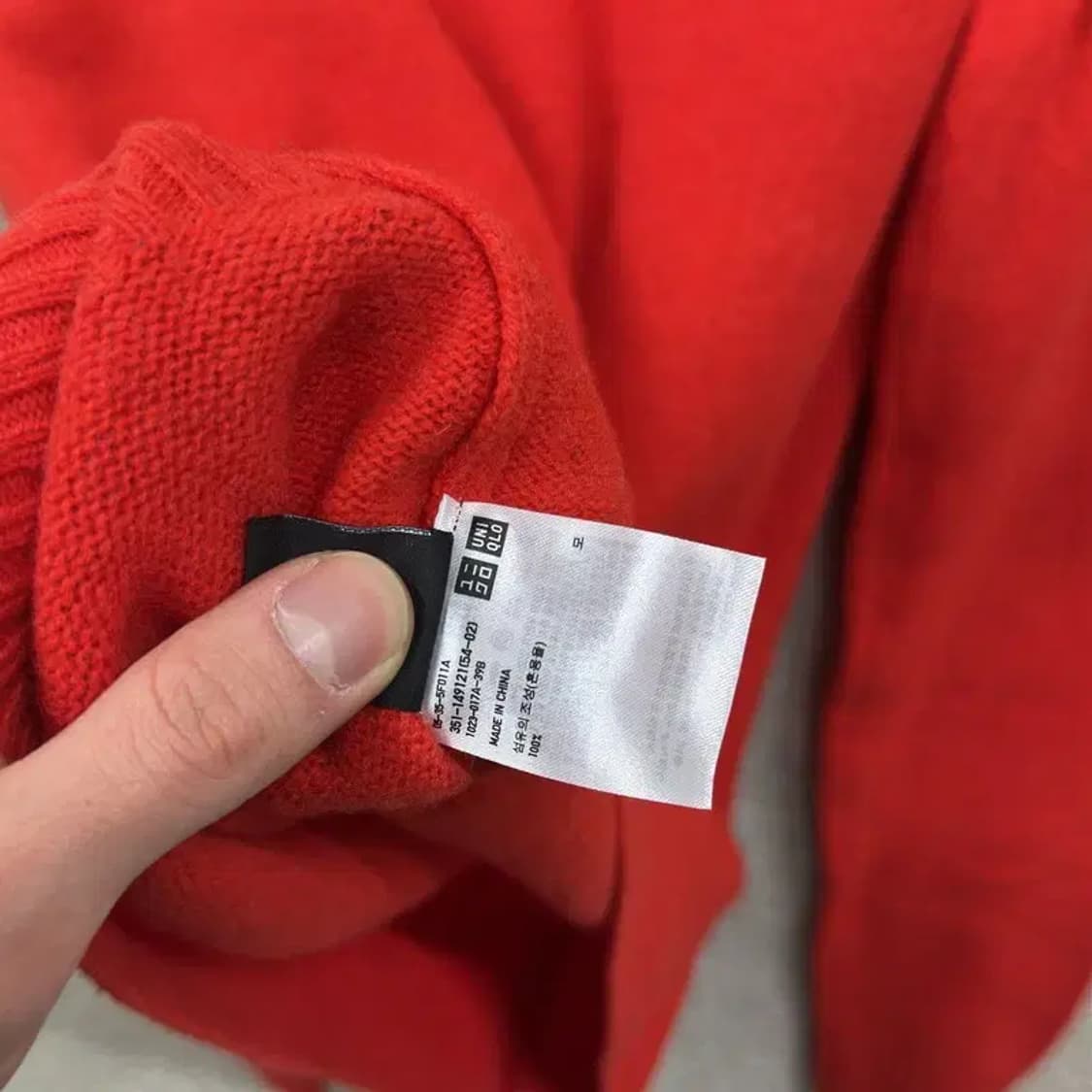 유니클로 레드 캐주얼 울 니트 L M09074 상품이미지4