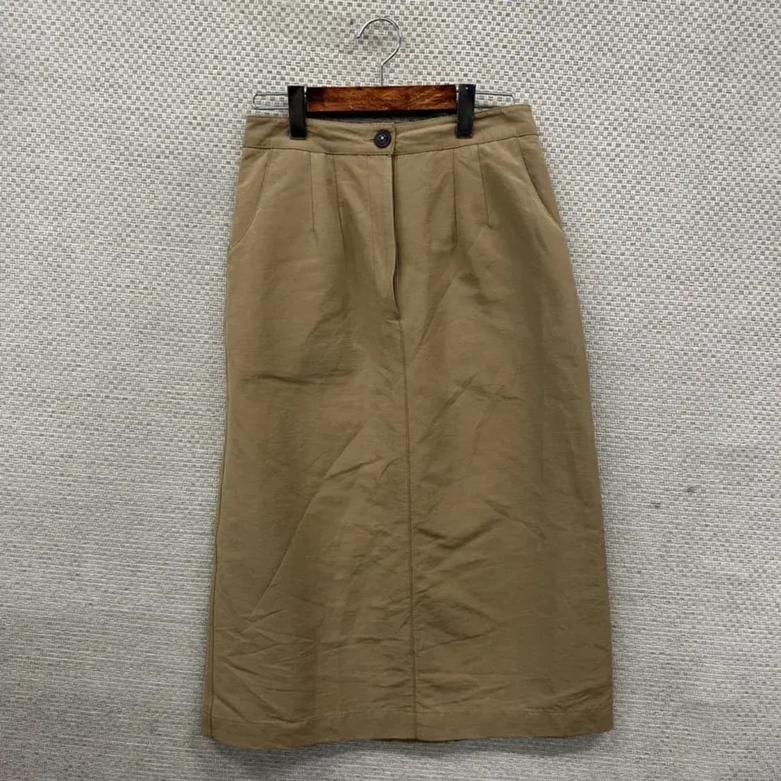 빈티지 베이지 뒷절개 치마 롱 스커트 M M09090 상품이미지1