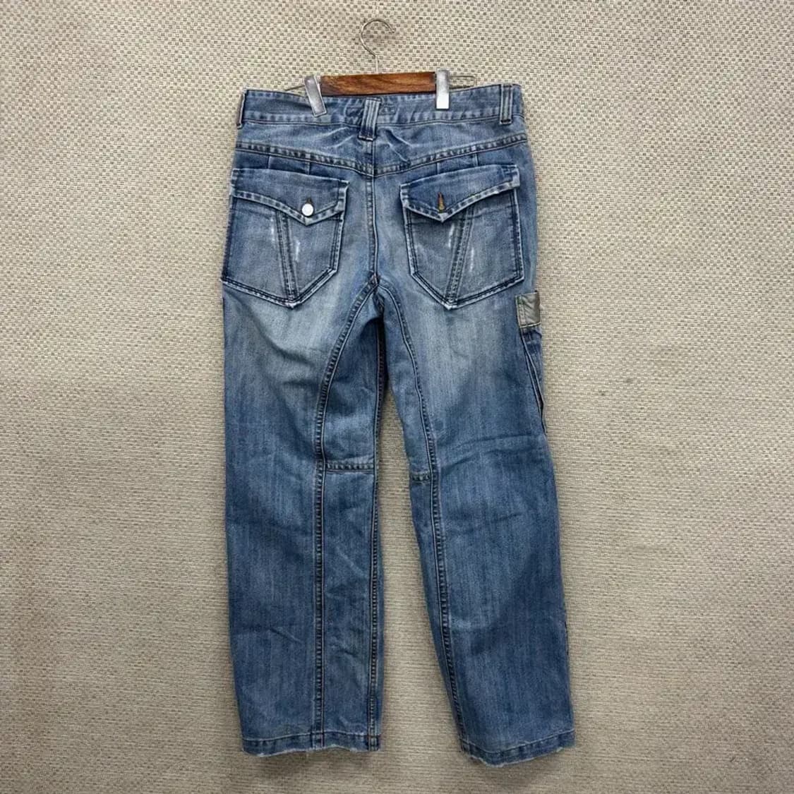 빈티지 포켓 디테일 워싱 데님 와이드팬츠 청바지 32인치 M09215 상품이미지2
