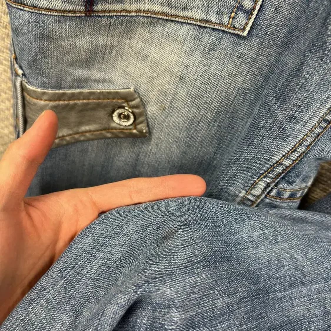 빈티지 포켓 디테일 워싱 데님 와이드팬츠 청바지 32인치 M09215 상품이미지4