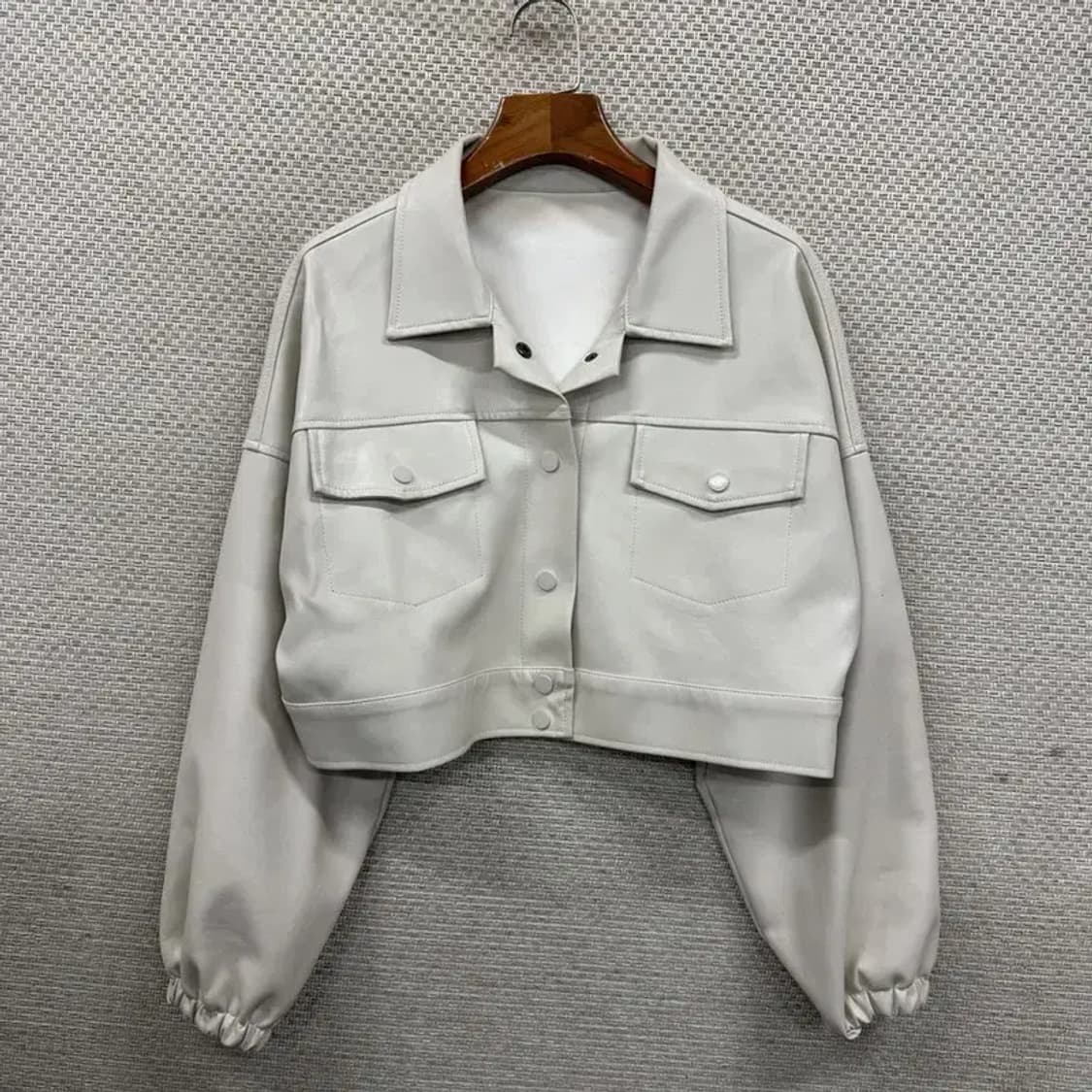 빈티지 캐주얼 투포켓 크롭 가죽자켓 FREE M09330 상품이미지1