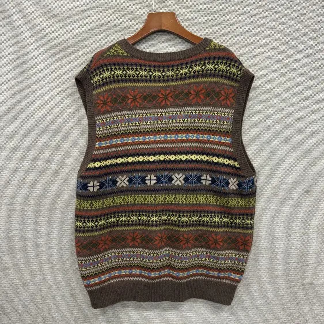 빈티지 패턴 브라운 울 니트 조끼 베스트 M M09428 상품이미지2