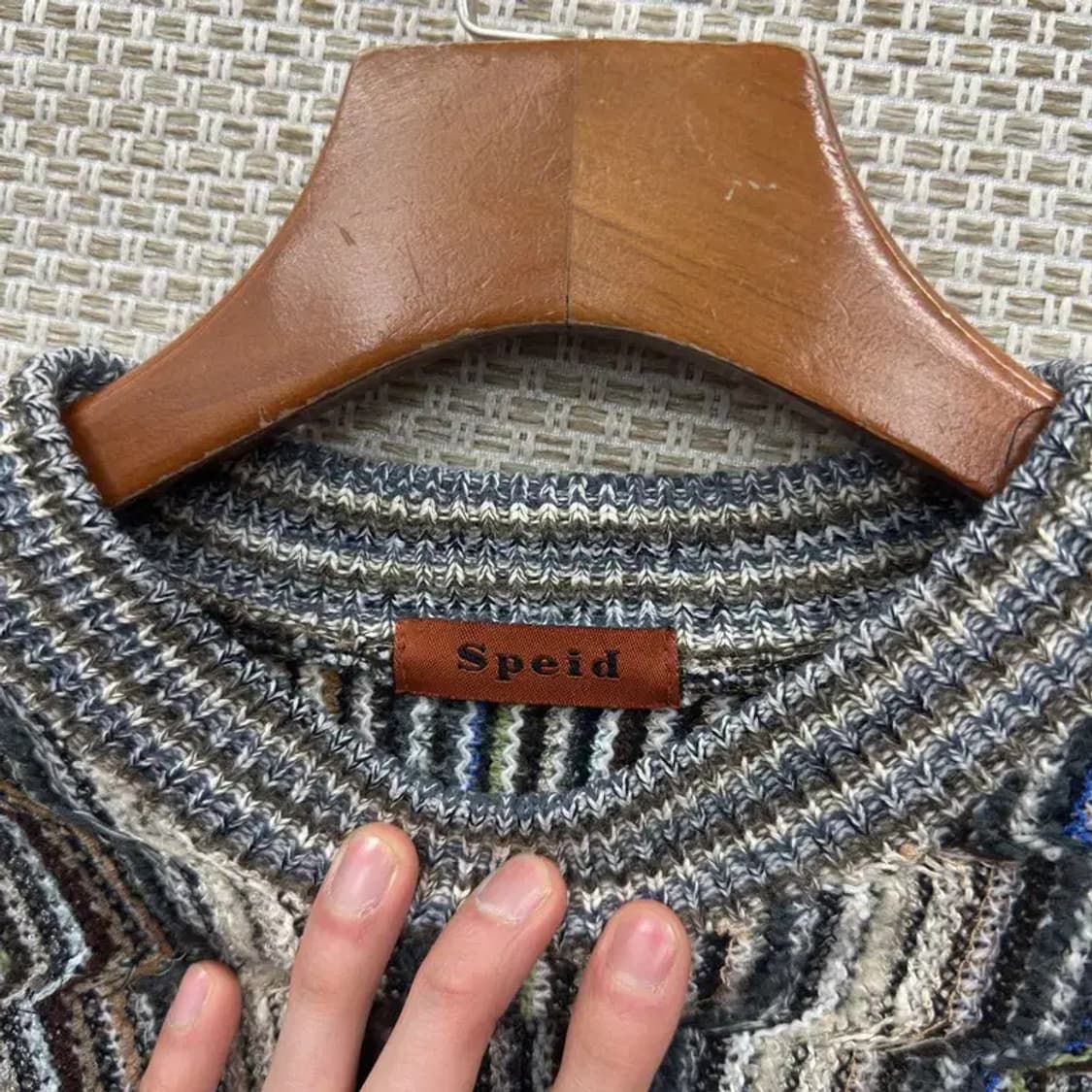 빈티지 패턴 스트라이프 라운드넥 크롭 니트 110 M09437 상품이미지3