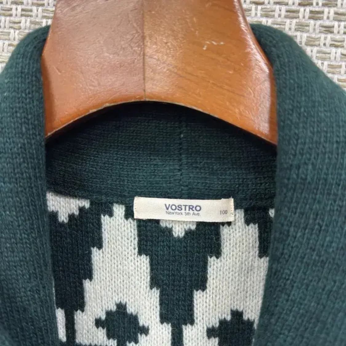 빈티지 패턴 울 니트 조끼 베스트 L M09565 상품이미지3