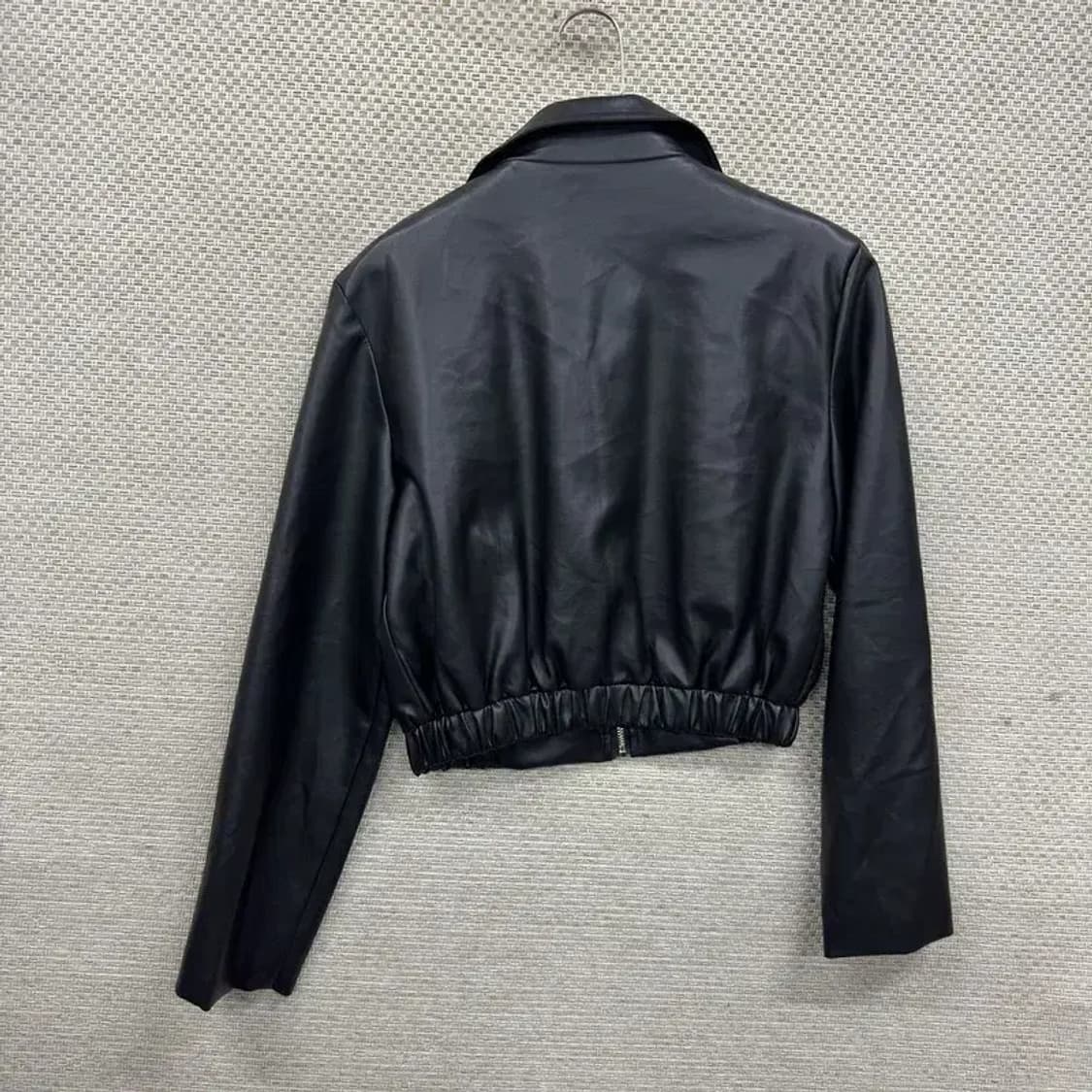 블랙 비스코스 크롭 가죽 자켓 S M09671 상품이미지2