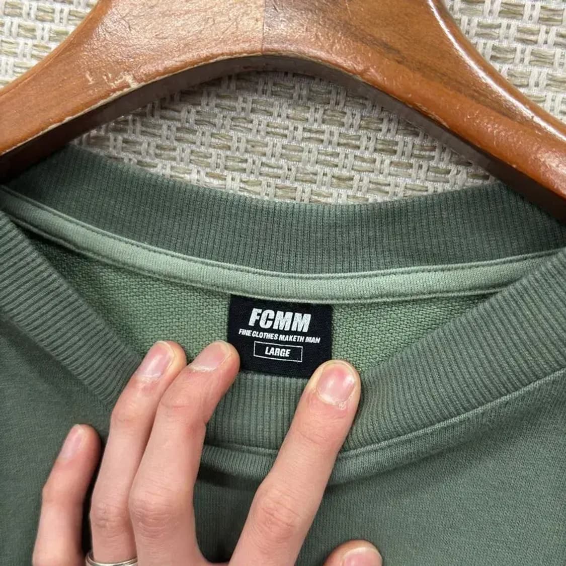FCMM 카키 자수로고 캐주얼 맨투맨 L M09914 상품이미지3