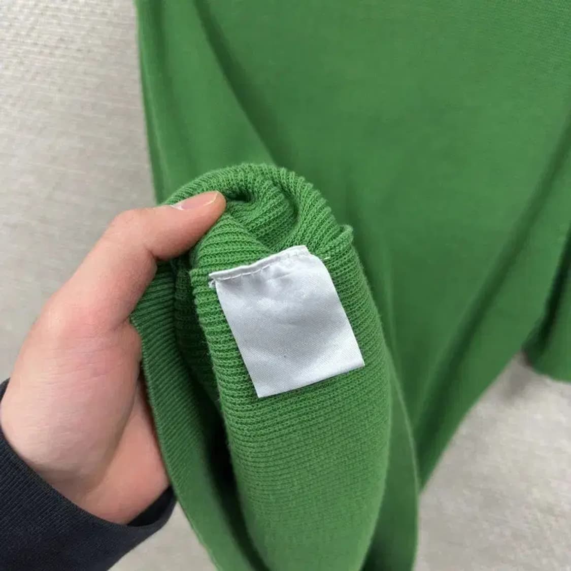 빈티지 그린 캐주얼 카라 반집업 반팔 니트 M M09916 상품이미지4