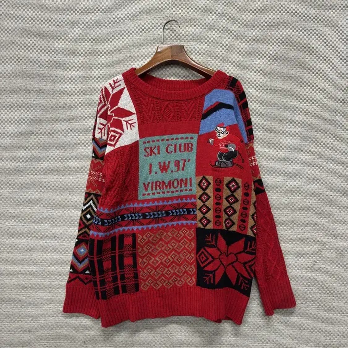 빈티지 캐주얼 패턴 라운드넥 니트 110 M09922 상품이미지1