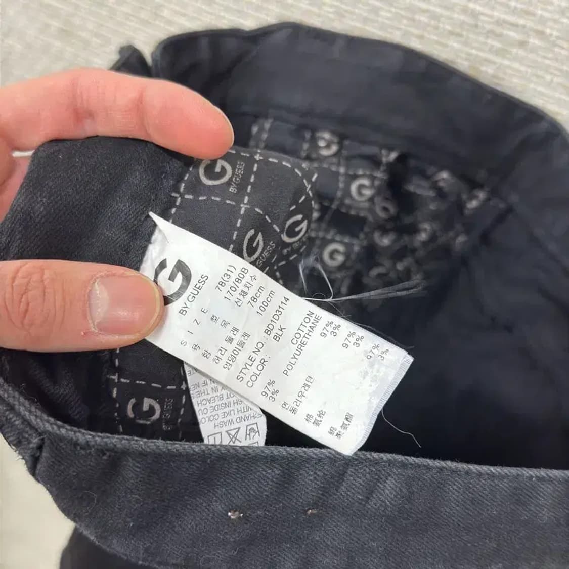 게스 캐주얼 은장 블랙진 흑청바지 31인치 M10049 상품이미지5