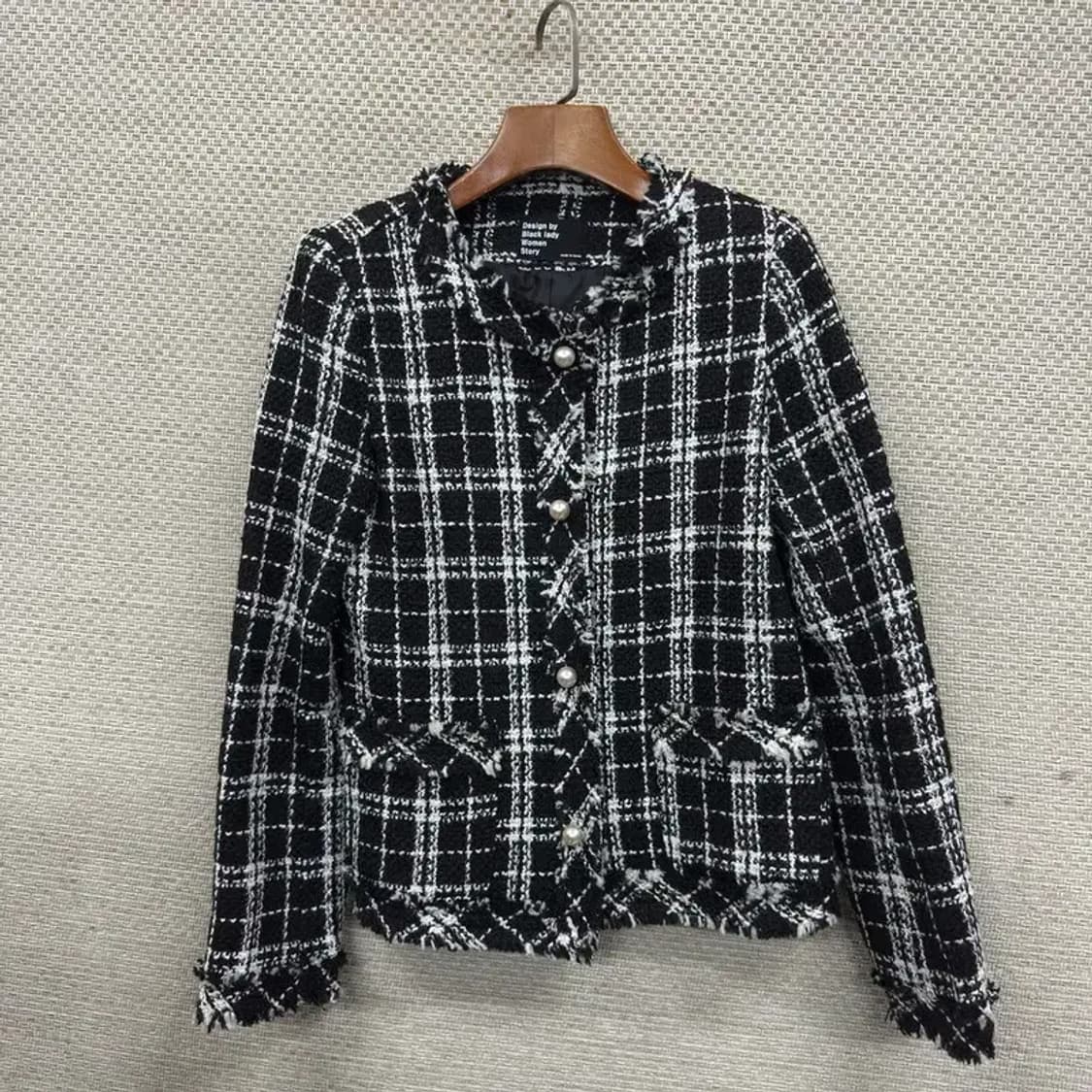 빈티지 체크 여성 크롭 트위드 자켓 85 M10165 상품이미지1