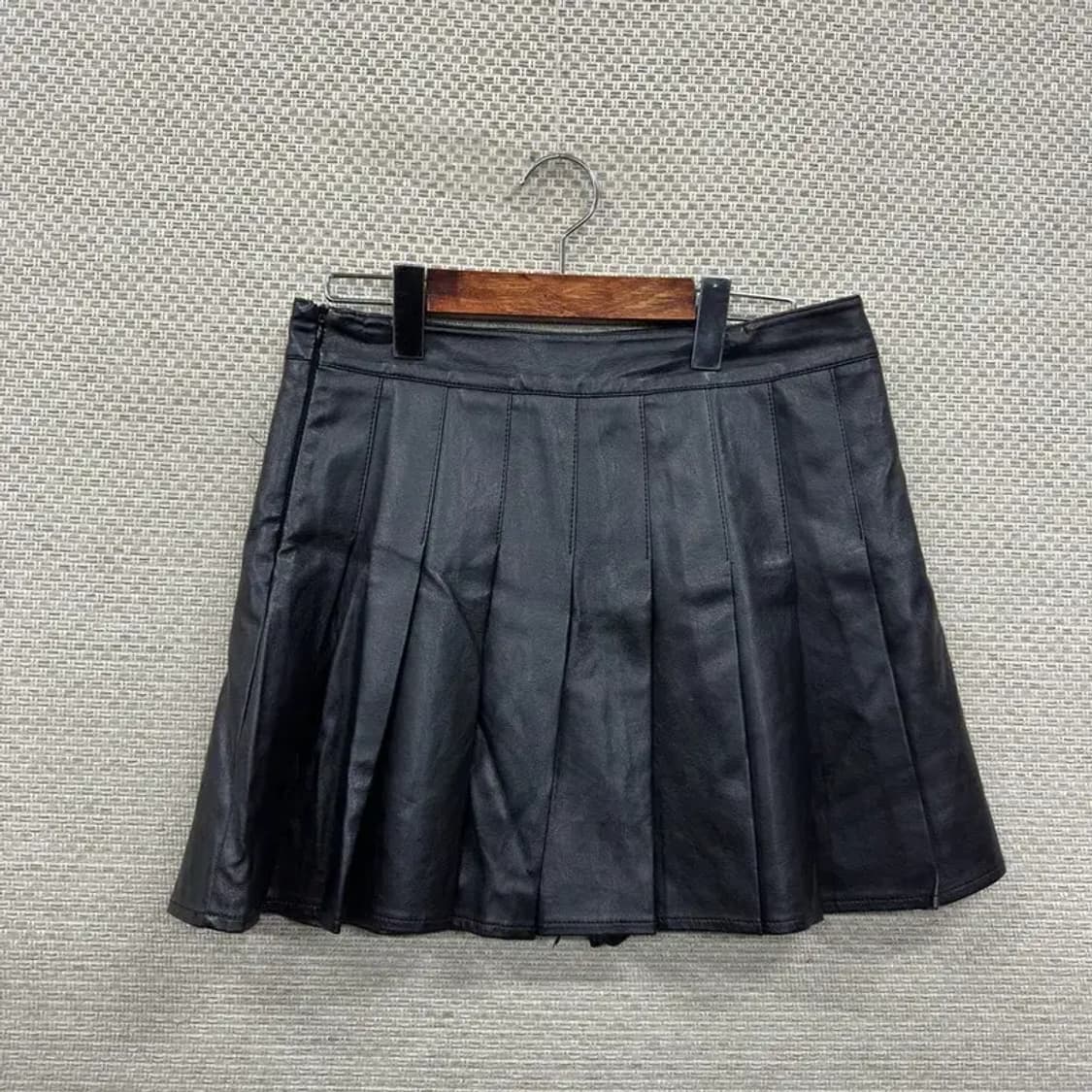 빈티지 플리츠 가죽 치마 미니스커트 XL M10169 상품이미지1