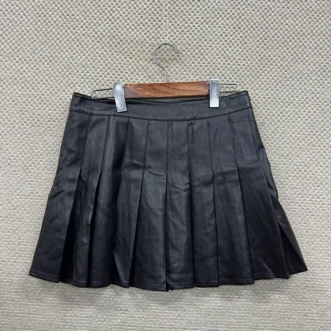 빈티지 플리츠 가죽 치마 미니스커트 XL M10169 상품이미지2