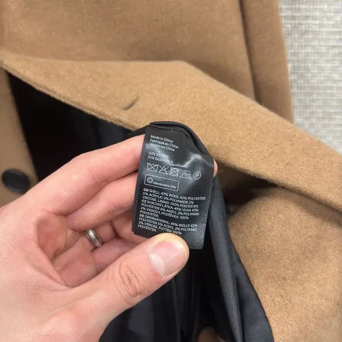 에이치앤엠 캐주얼 버튼 울 코트 95 M10385 상품이미지4