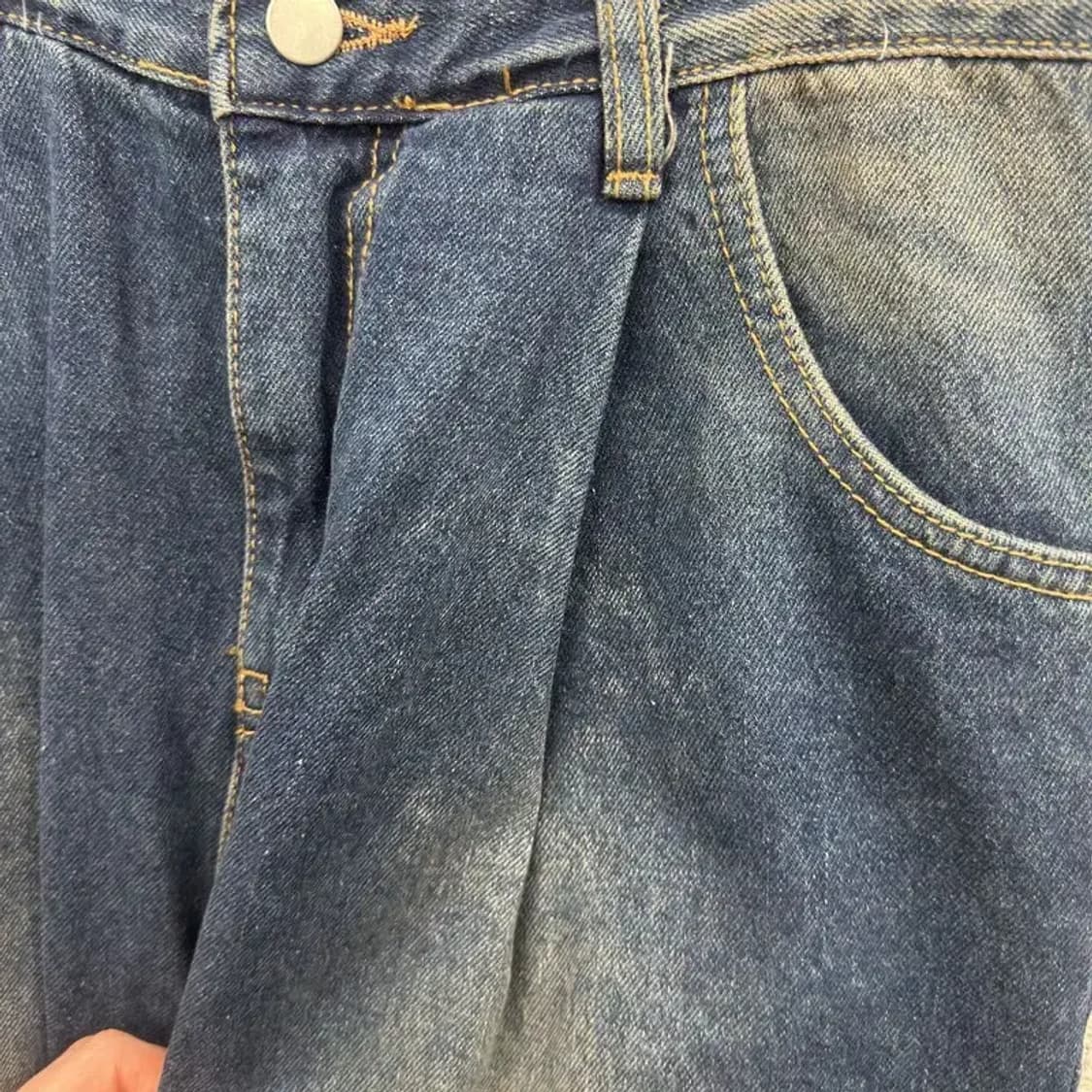 퍼스텝 빈티지워싱 핀턱 데님 청바지 32인치 M10292 상품이미지5