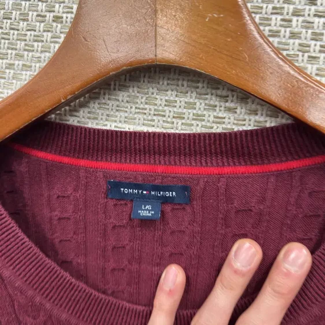 타미힐피거 캐주얼 사이드로고 꽈배기 니트 L M10632 상품이미지3