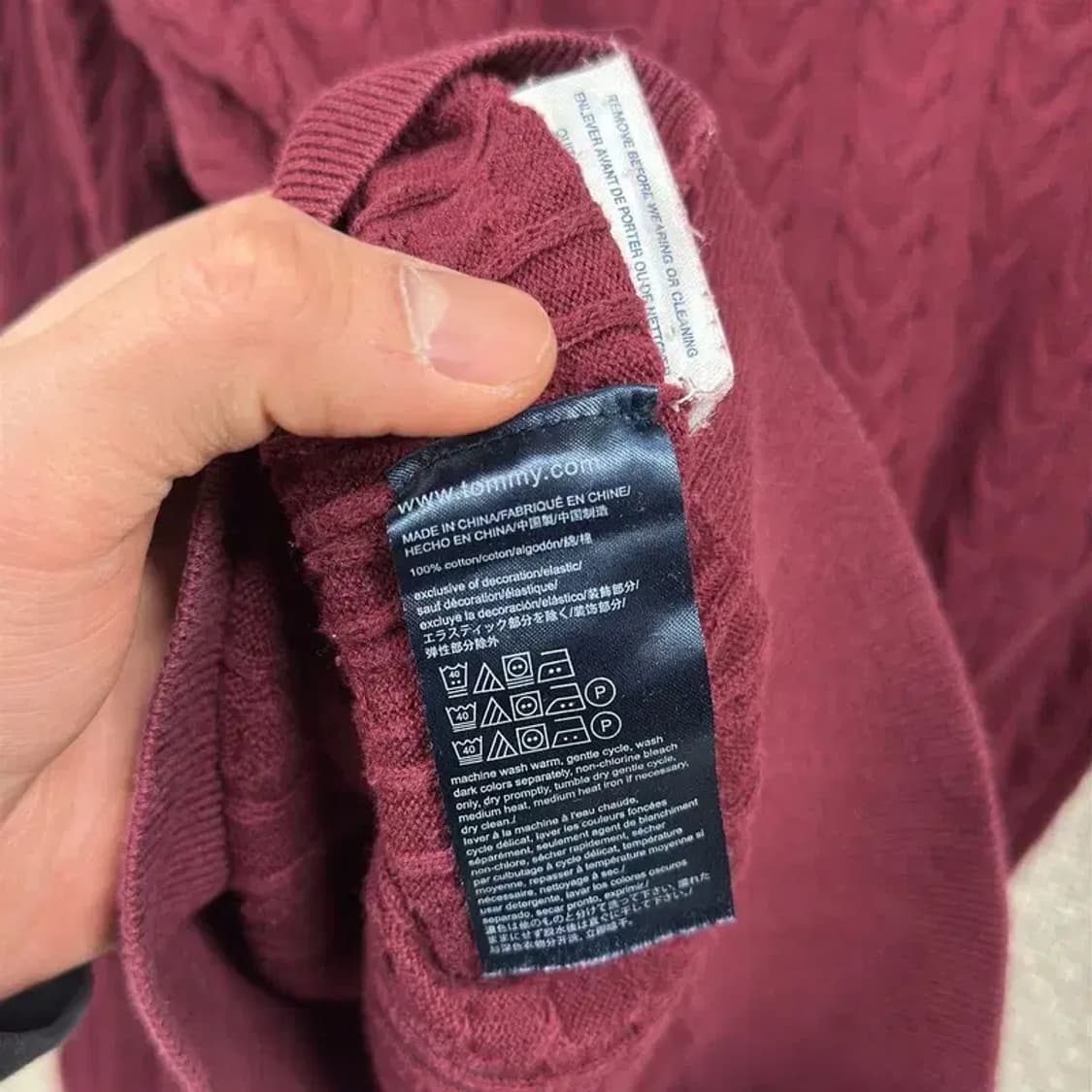 타미힐피거 캐주얼 사이드로고 꽈배기 니트 L M10632 상품이미지4