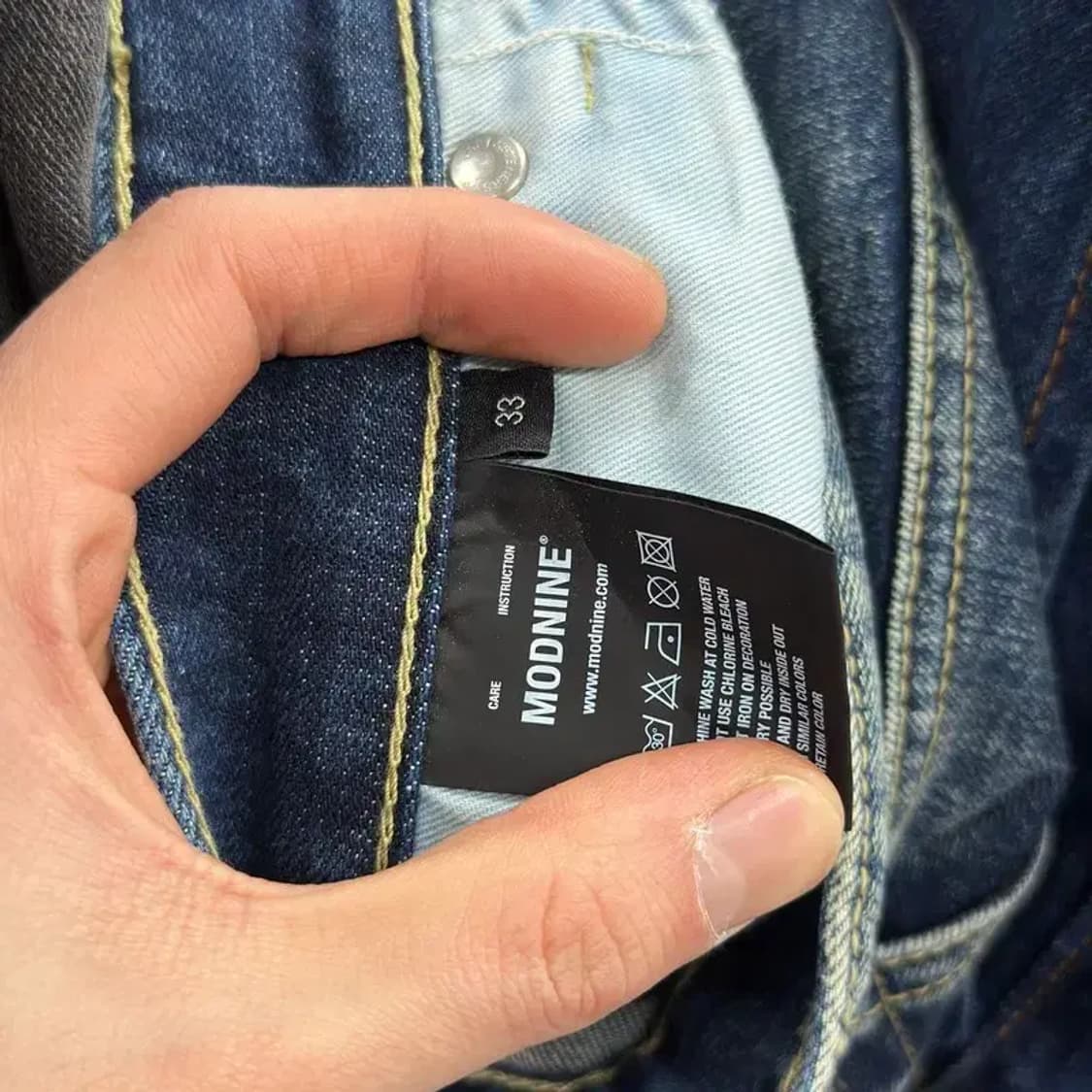 모드나인 워싱 데님 청바지 33인치 M10888 상품이미지5