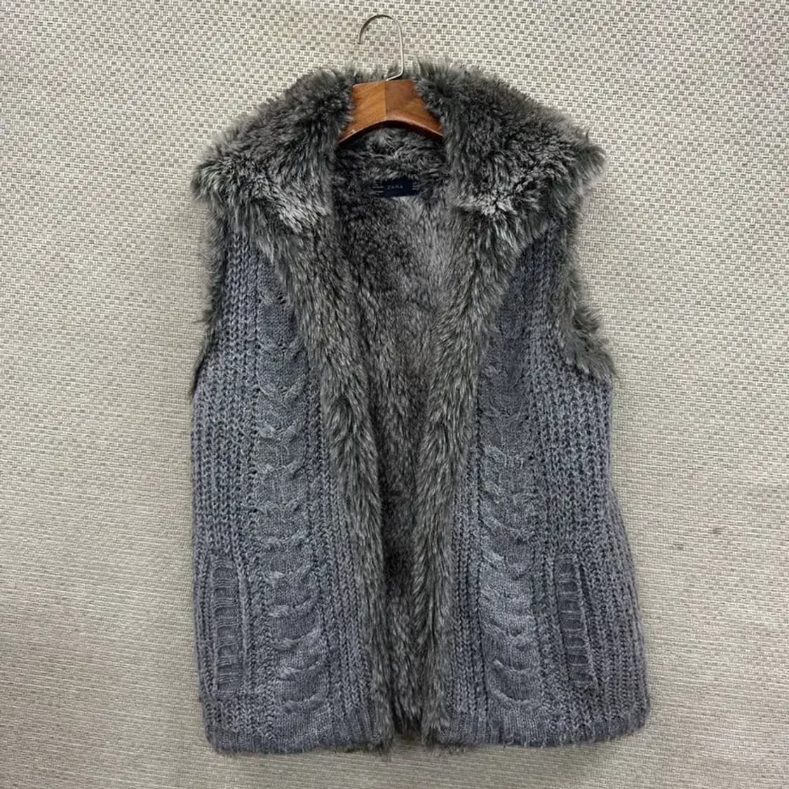 자라 ZARA 퍼 안감 니트 가디건 M M11106 상품이미지1