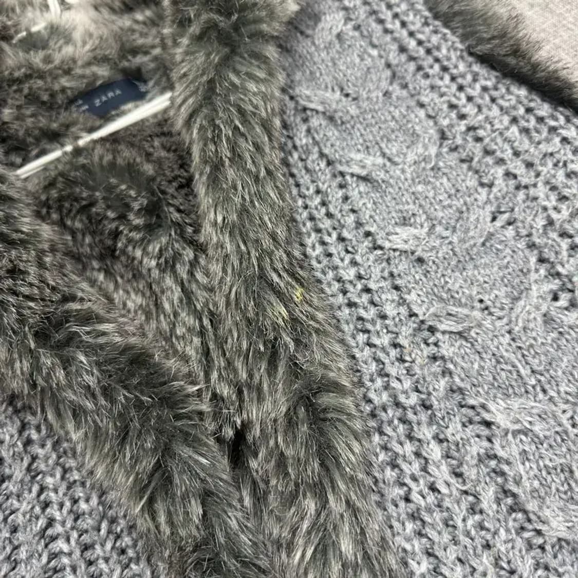 자라 ZARA 퍼 안감 니트 가디건 M M11106 상품이미지5