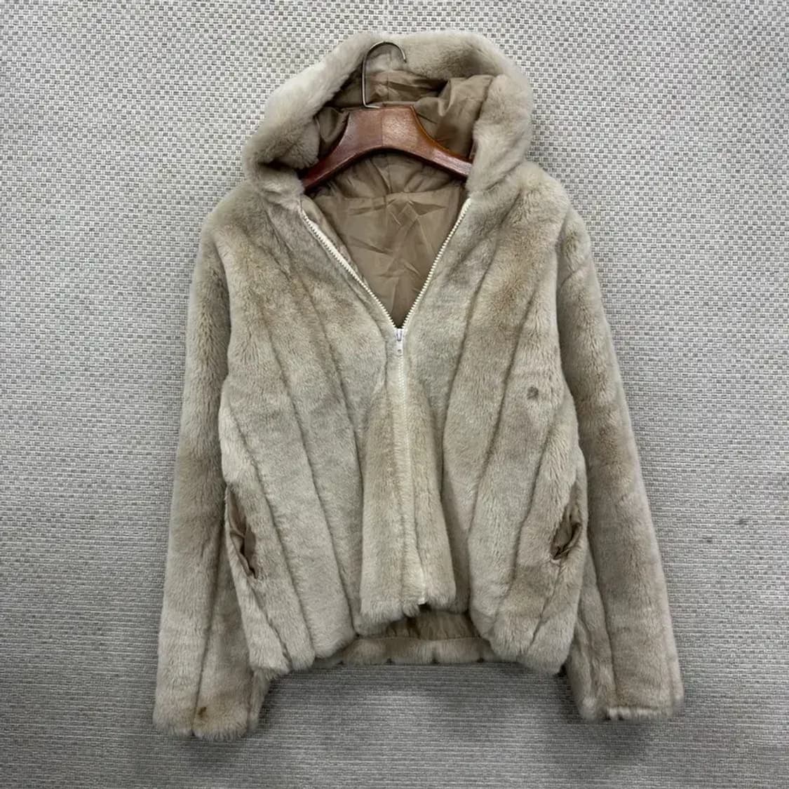 빈티지 페이크 퍼 털 후드 자켓 M M11119 상품이미지1