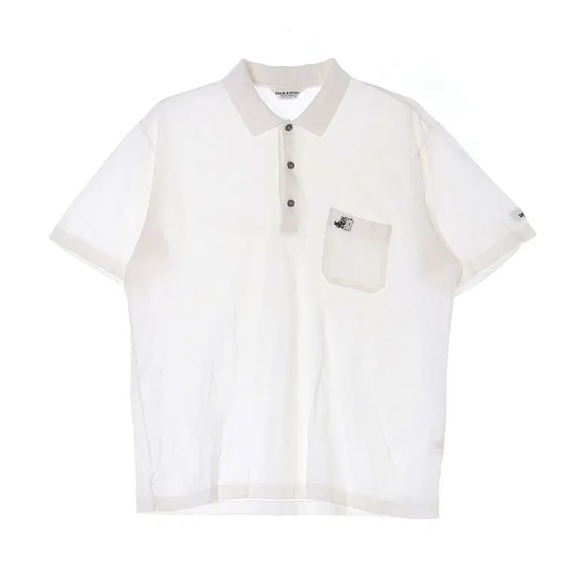 BLACK&WHITE 블랙앤화이트 포켓 로고 카라티 XL 상품이미지1