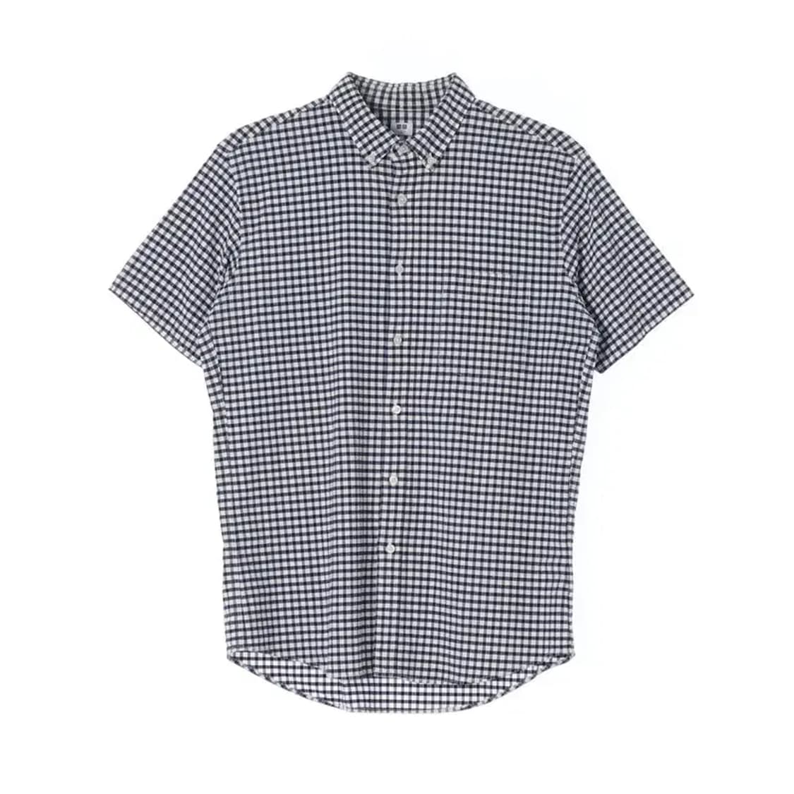 UNIQLO 유니클로 체크 반팔 엠보싱 셔츠 L 상품이미지1