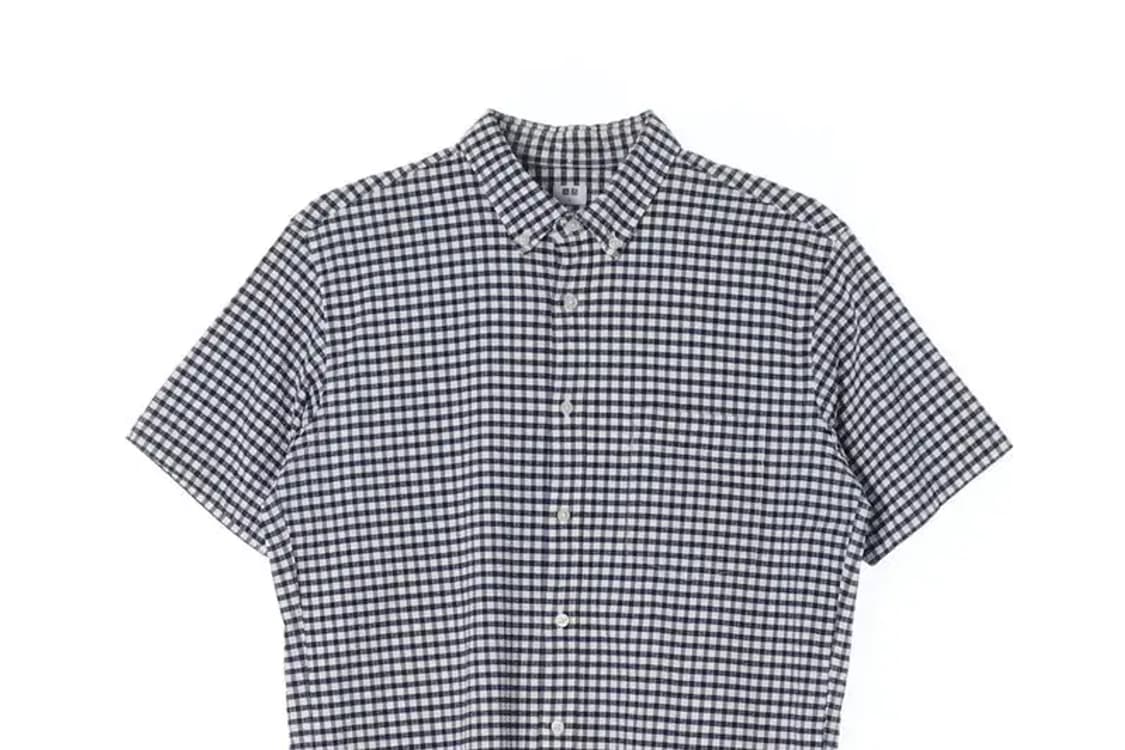 UNIQLO 유니클로 체크 반팔 엠보싱 셔츠 L 상품이미지2