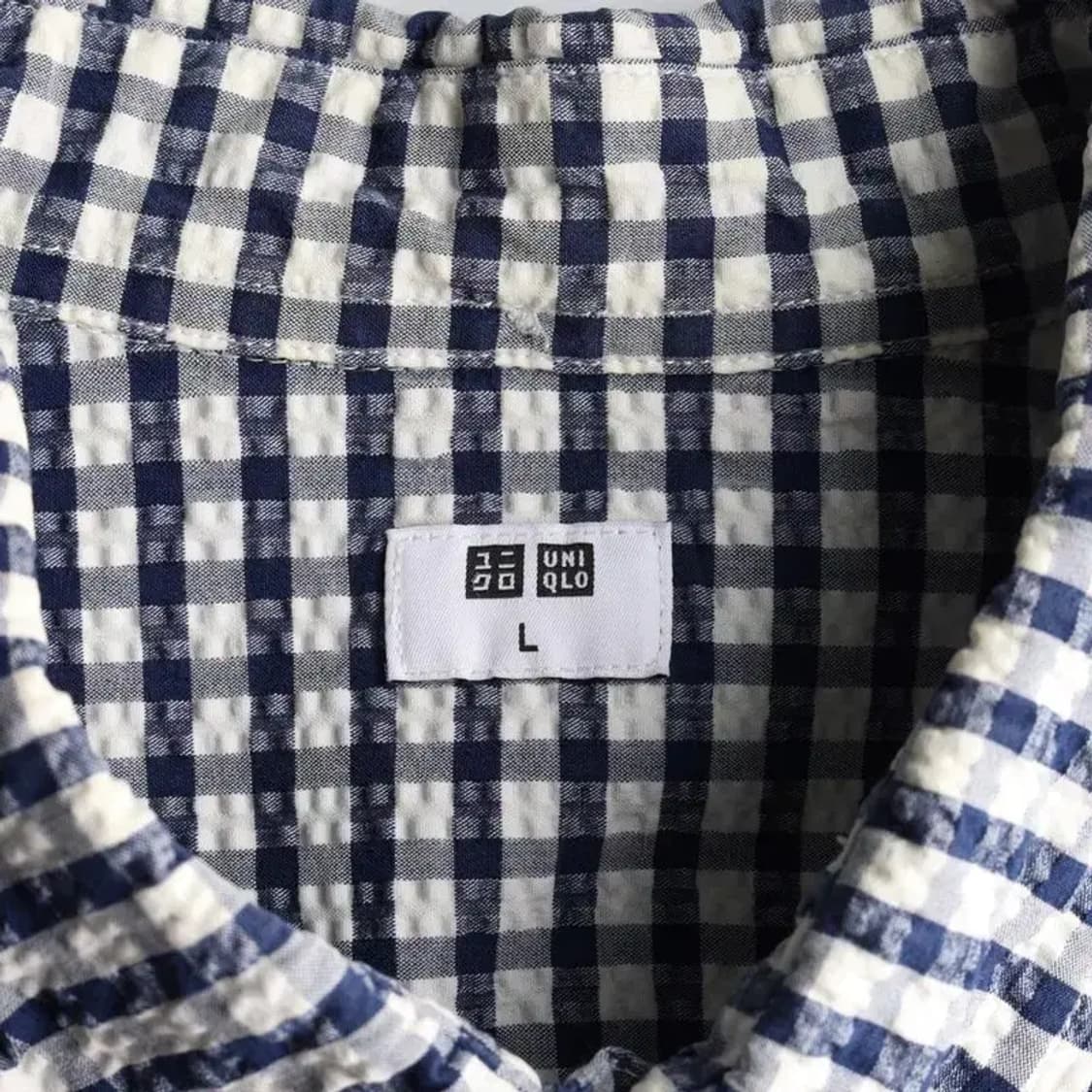 UNIQLO 유니클로 체크 반팔 엠보싱 셔츠 L 상품이미지5