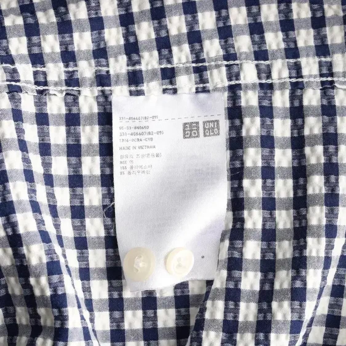 UNIQLO 유니클로 체크 반팔 엠보싱 셔츠 L 상품이미지6