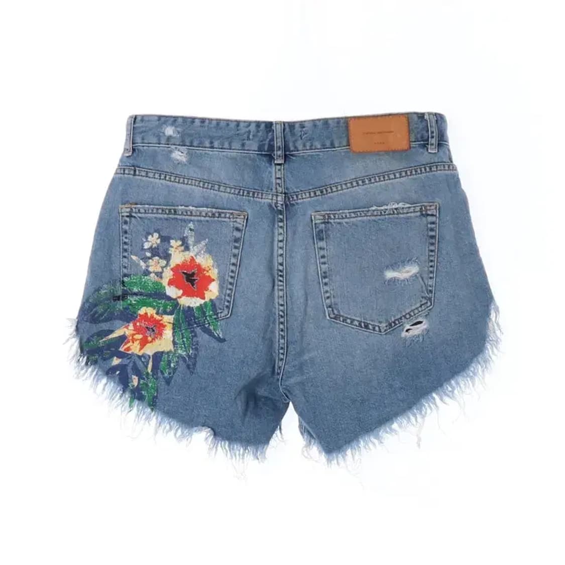ZARA 자라 여성 데미지 꽃포켓 청 반바지 40 상품이미지4