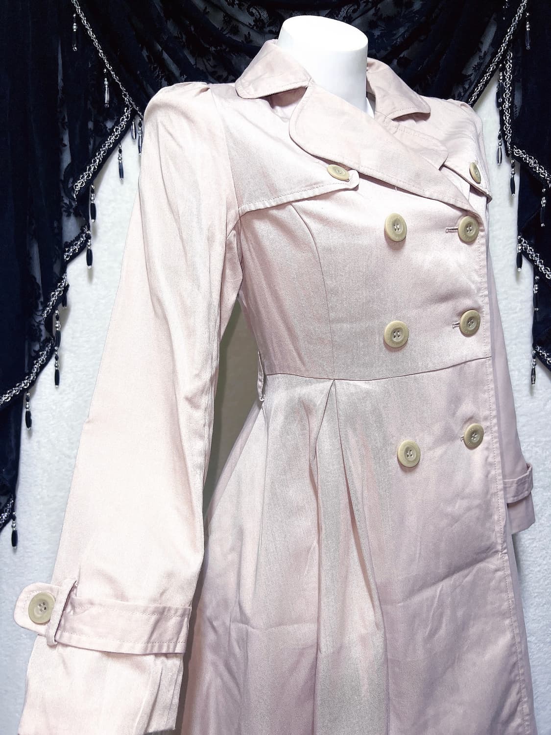 어스뮤직 로맨틱갸루 로걀 히메 핑크 트렌치코트 자켓 모리 라떼 핀터 상품이미지5