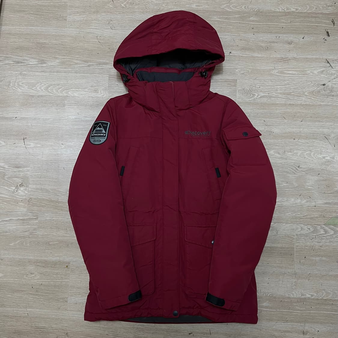 디스커버리 여성 구스다운 후드 사파리 패딩 점퍼 [와인] S/90 상품이미지1