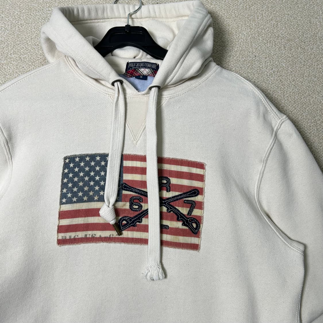 (S) 폴로 성조기 아이보리 후드티  상품이미지3