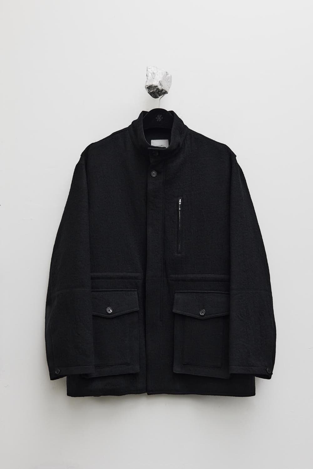 youth 유스 울 코튼 하이넥 하프 코트 블랙 M 상품이미지4