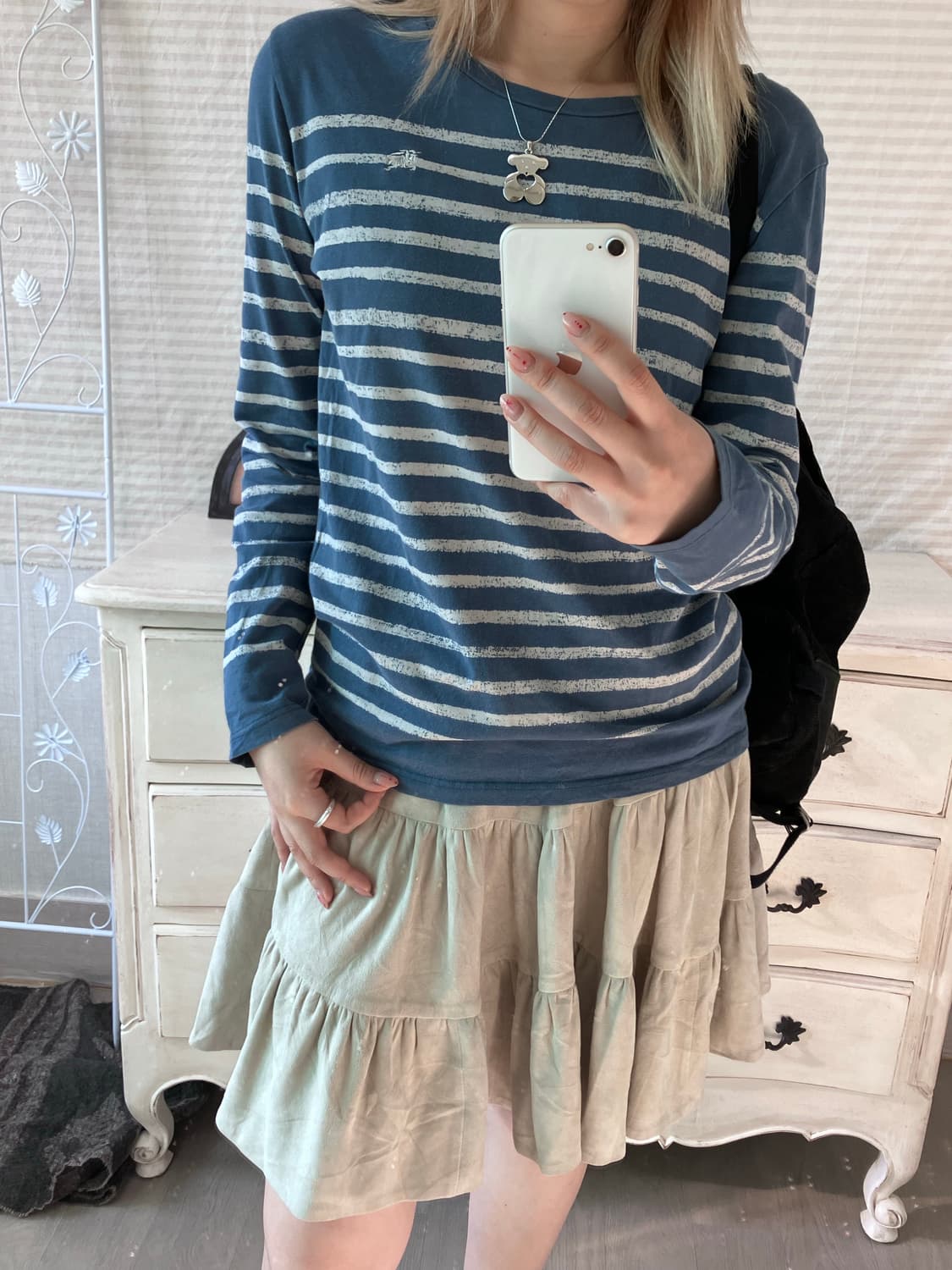 버버리 블랙라벨 빈티지 블루 스트라이프 롱슬리브 상품이미지3