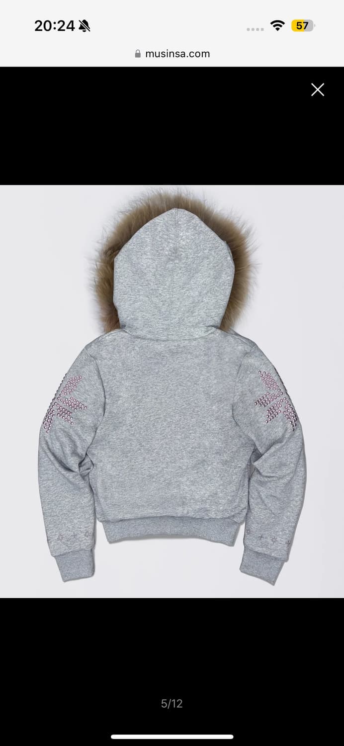 스컬프터 퍼 트리밍 후드집업 M 멜란지 그레이 상품이미지2