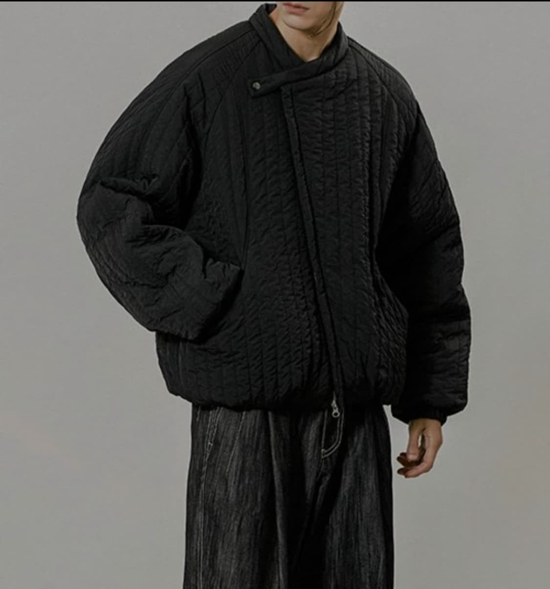 밈더워드로브 다이아그날 패딩 블랙 1사이즈 상품이미지1