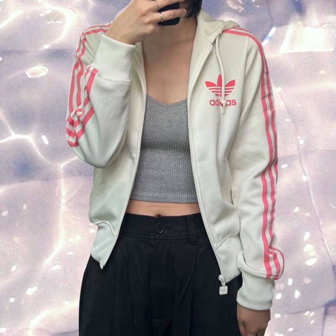 아디다스 플락 후드 져지 화이트 핑크 딸기우유 90  상품이미지3