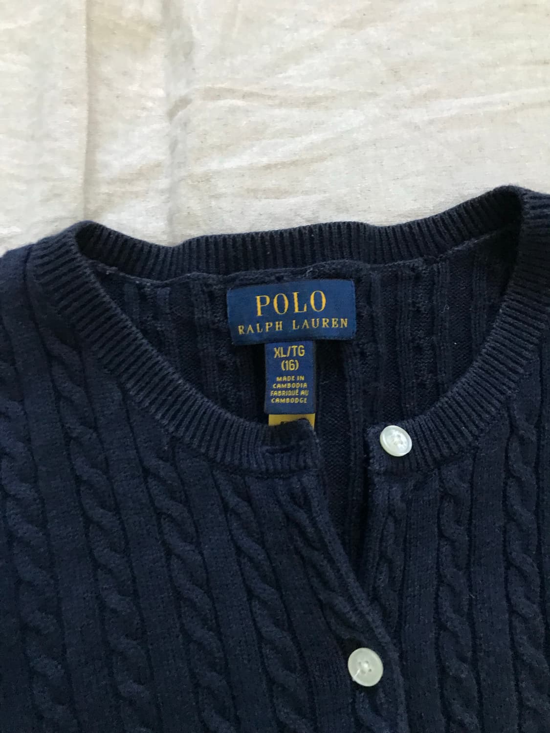 폴로 랄프로렌 QR코드택 포니 로고 네이비 케이블 니트 가디건 상품이미지7