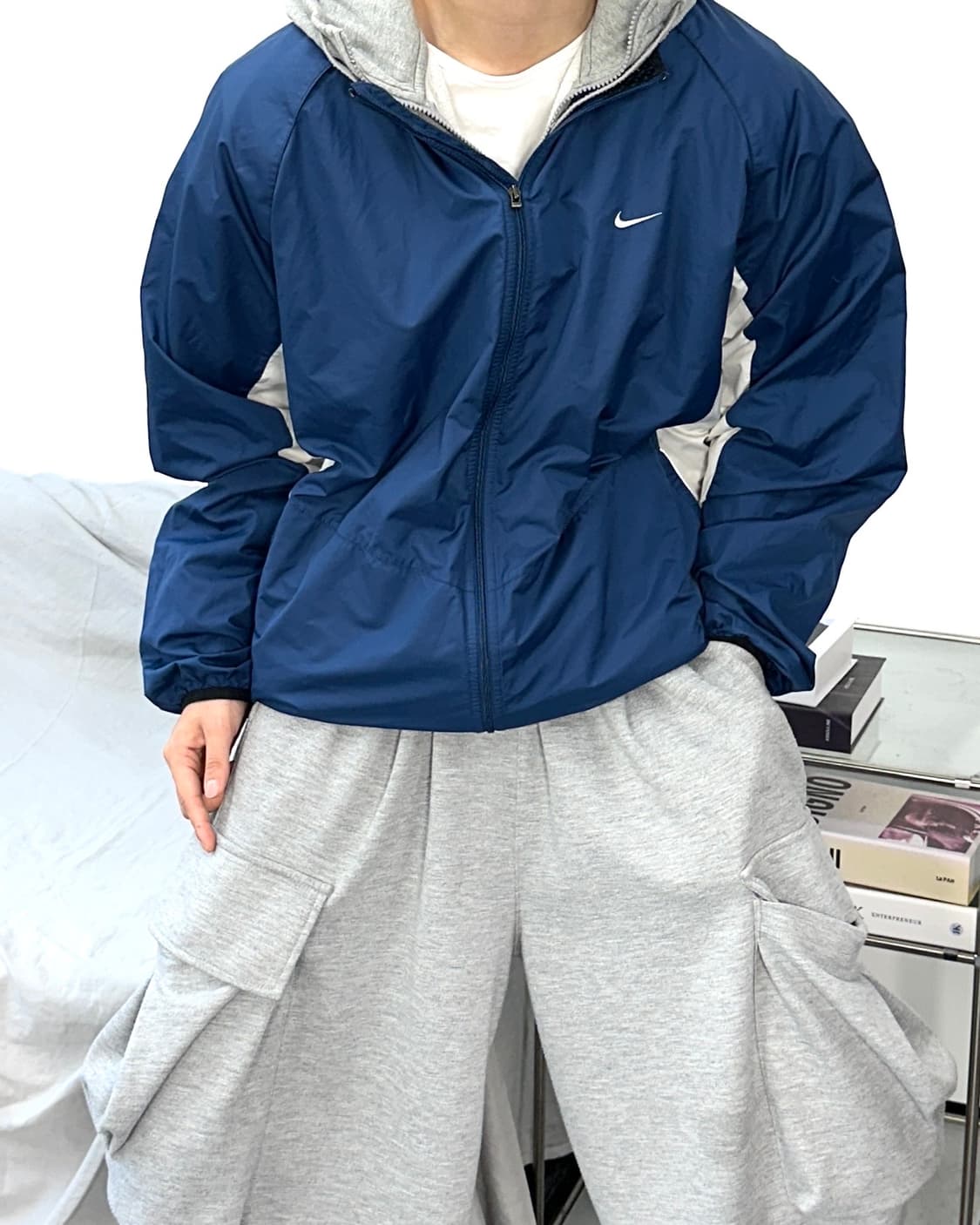 나이키 00s 네이비 화이트 바람막이 XXL 상품이미지2