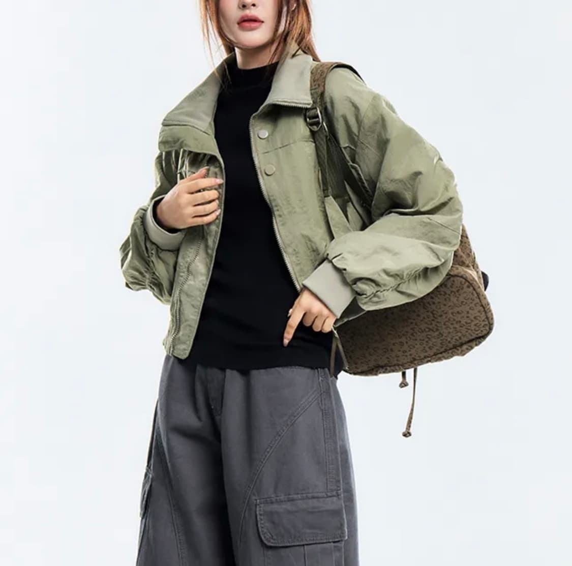 오사와 와일드 밴딩 숏 봄버 자켓 카키 상품이미지4