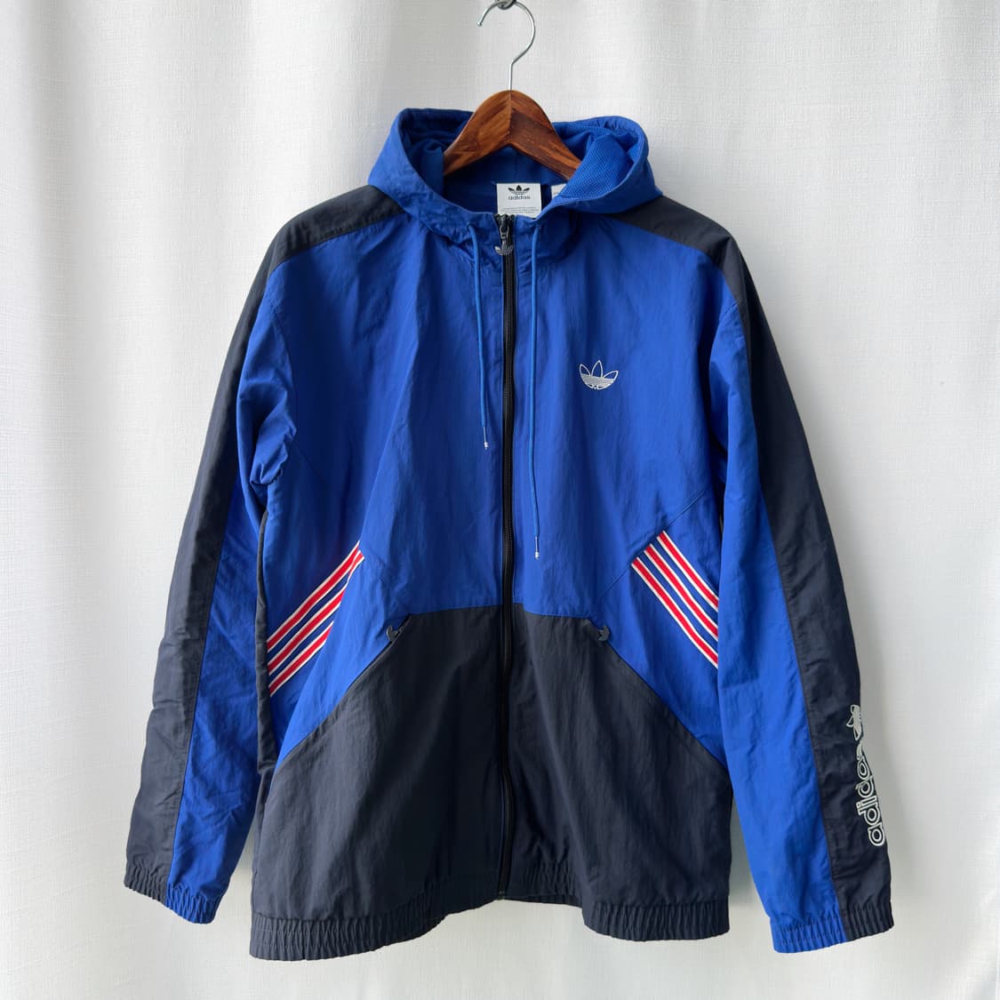 아디다스 SPRT 트레포일 자수 나일론 바람막이 자켓 블루 XL 상품이미지1